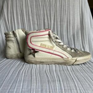 Golden Goose White & Pink Camo Slide Sneakers